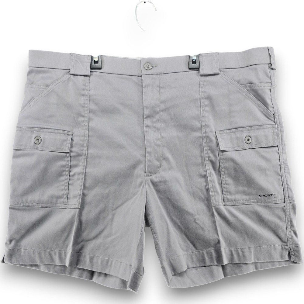 Sportif USA Mens Cargo Shorts Size 42 Gray Stretch Twill Multi Pocket Outdoor